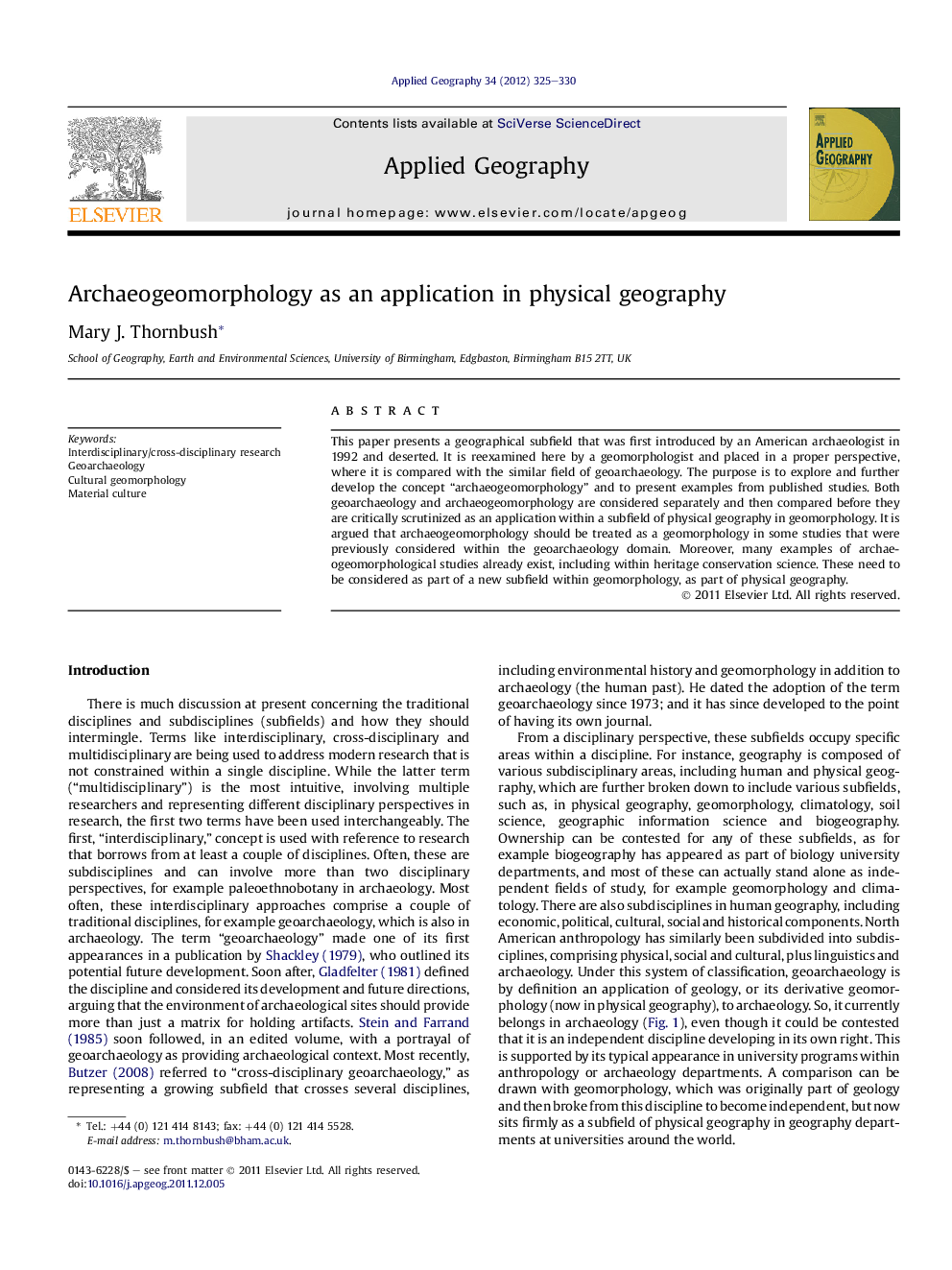 Archaeogeomorphology as an application in physical geography