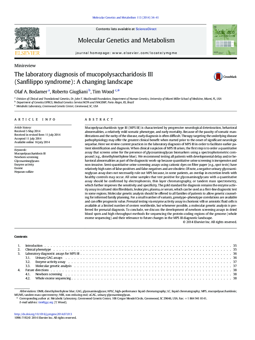 The laboratory diagnosis of mucopolysaccharidosis III (Sanfilippo syndrome): A changing landscape