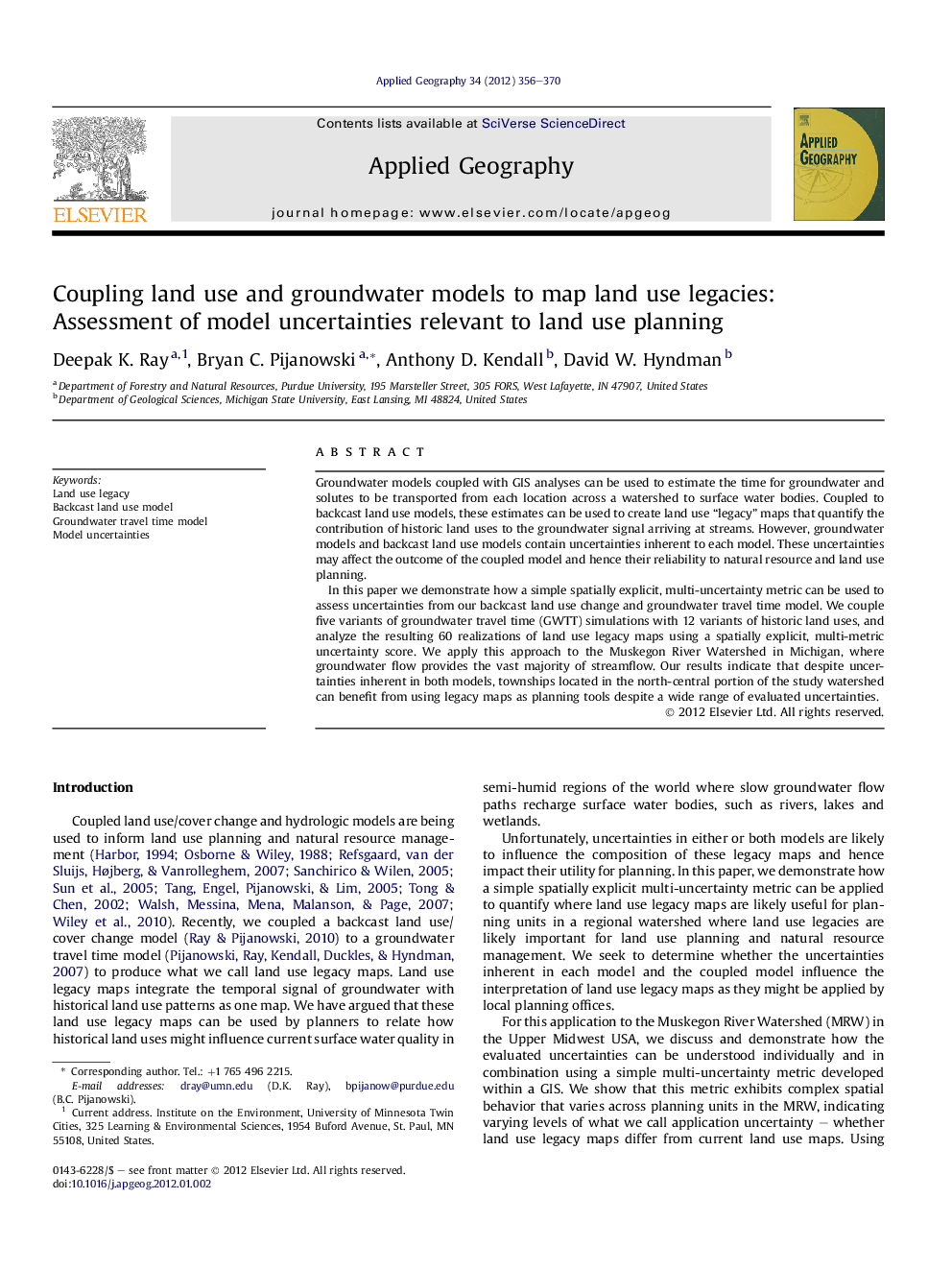 Coupling land use and groundwater models to map land use legacies: Assessment of model uncertainties relevant to land use planning