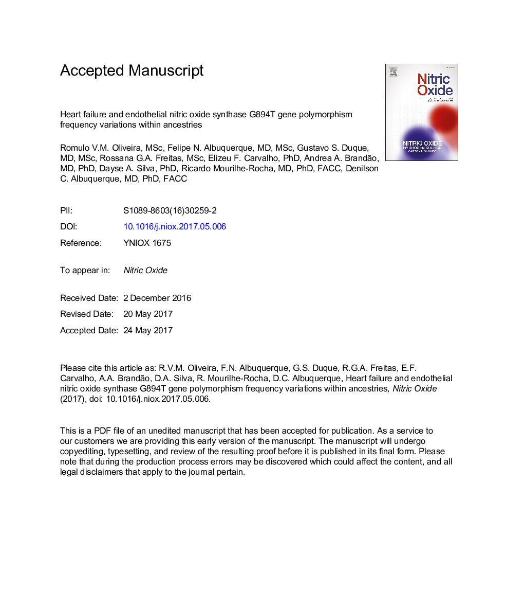 Heart failure and endothelial nitric oxide synthase G894T gene polymorphism frequency variations within ancestries