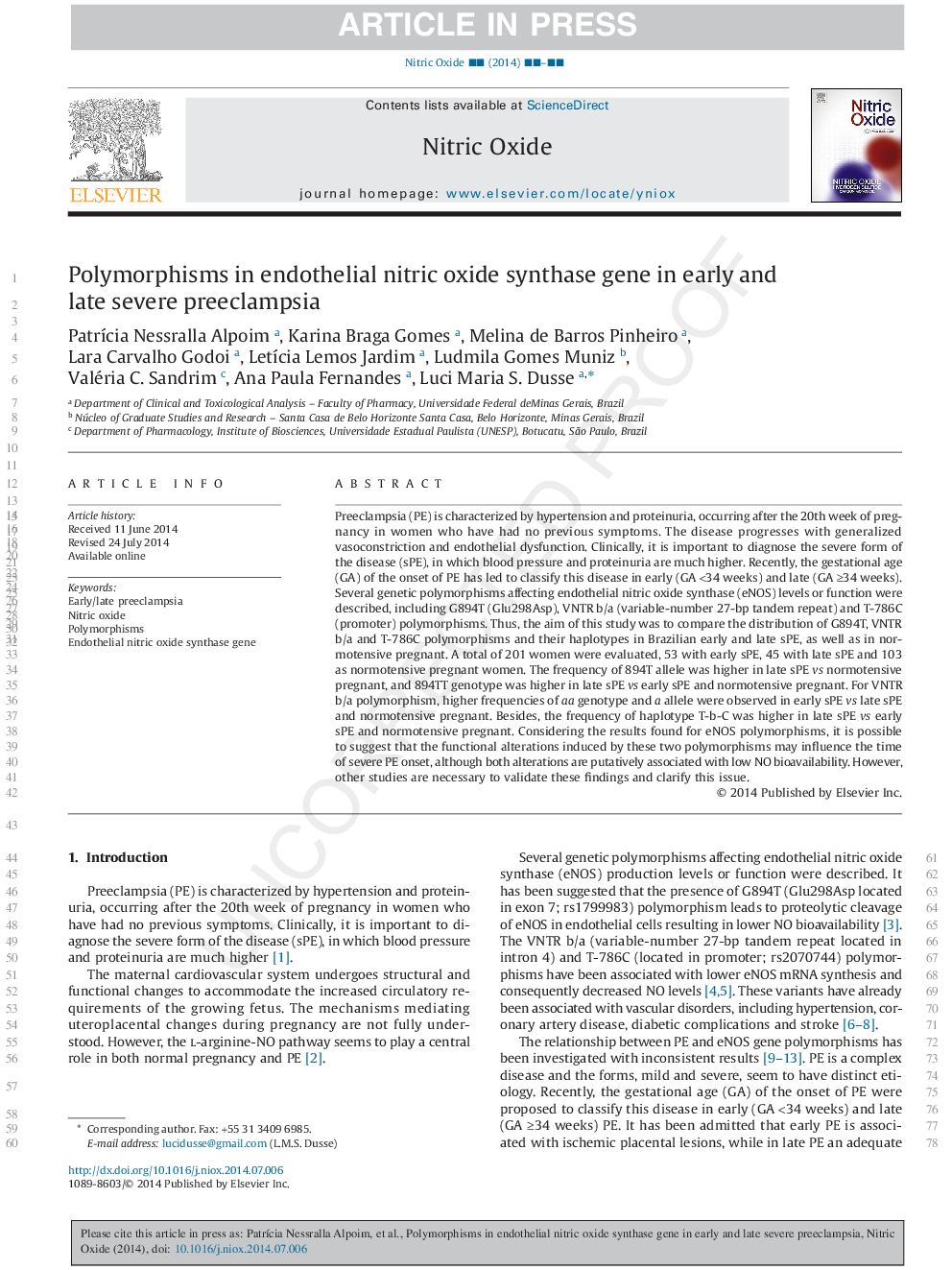 Polymorphisms in endothelial nitric oxide synthase gene in early and late severe preeclampsia