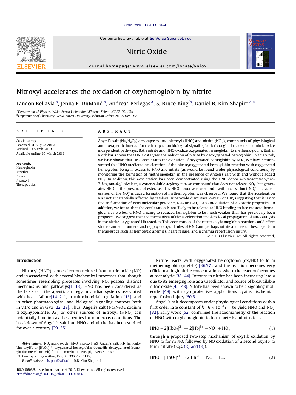 Nitroxyl accelerates the oxidation of oxyhemoglobin by nitrite