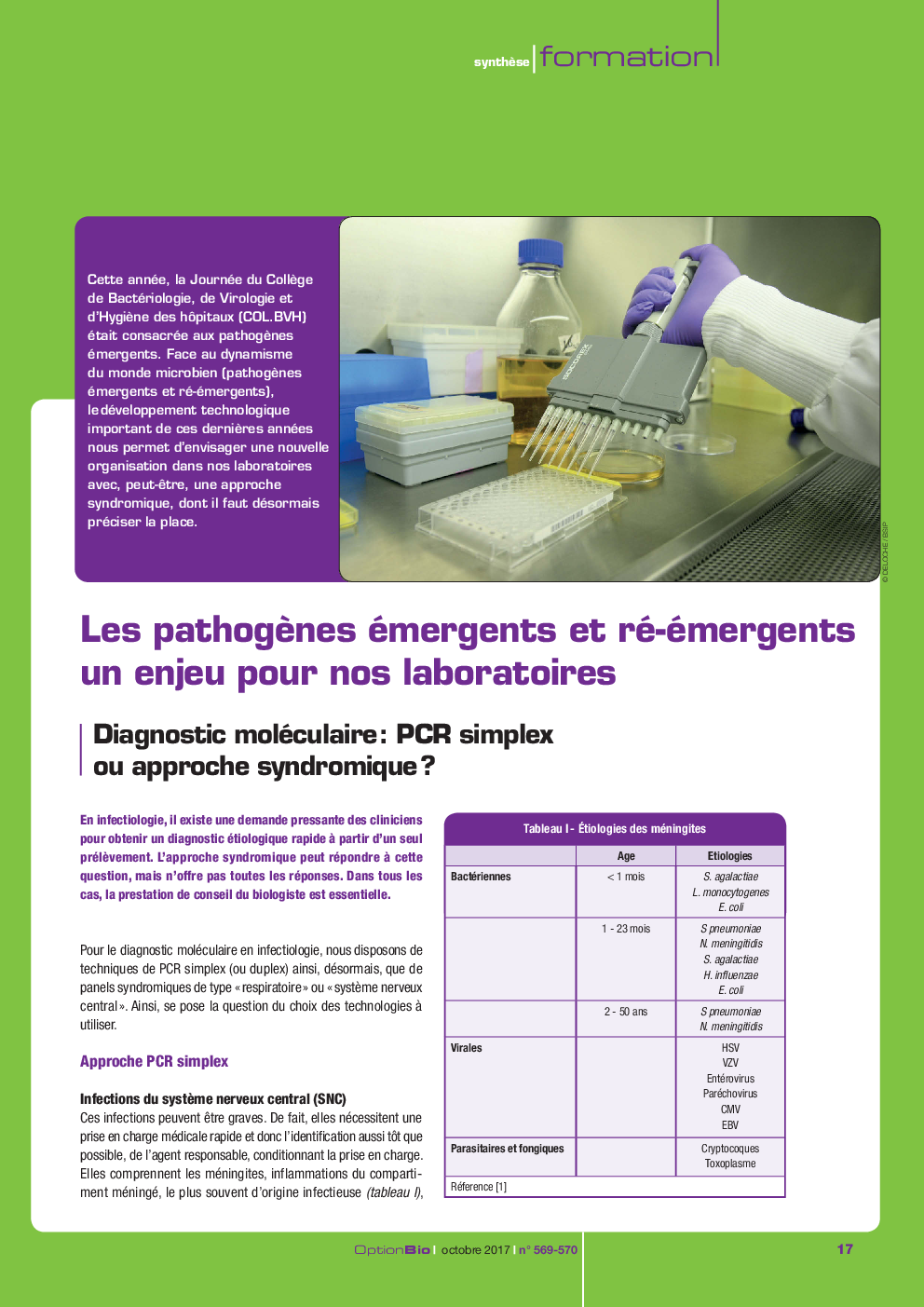 Diagnostic moléculaire : PCR simplex ou approche syndromique ?