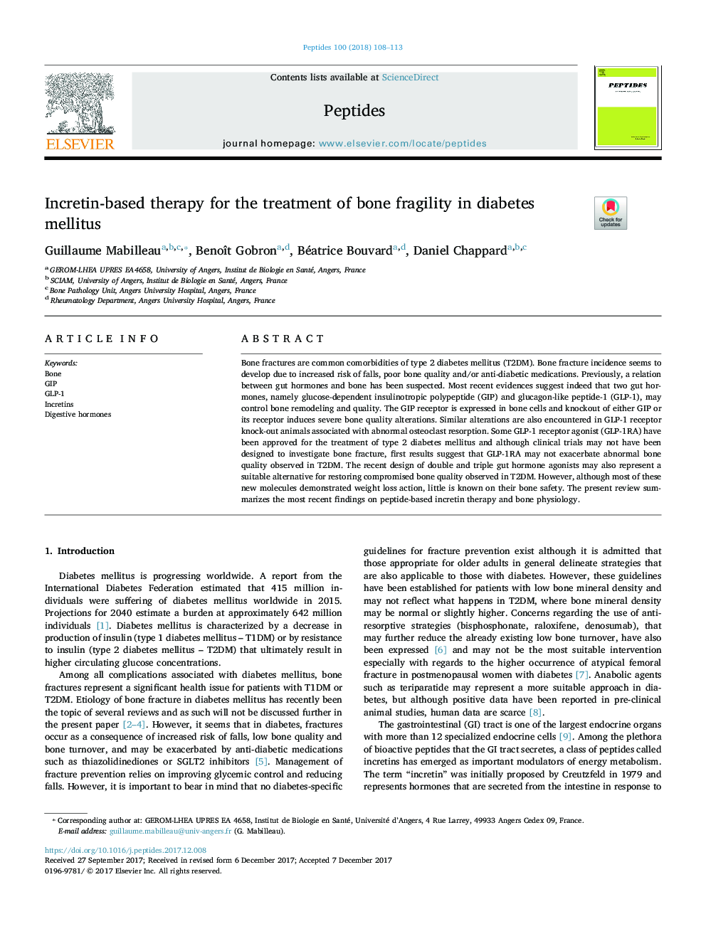 Incretin-based therapy for the treatment of bone fragility in diabetes mellitus