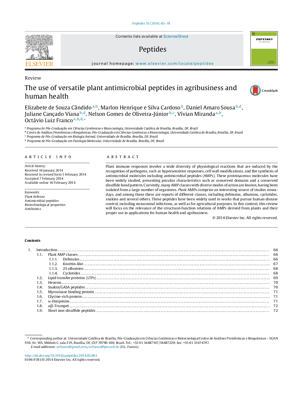 The use of versatile plant antimicrobial peptides in agribusiness and human health