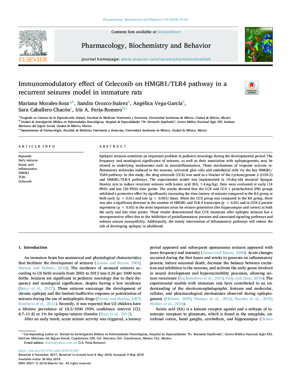 Immunomodulatory effect of Celecoxib on HMGB1/TLR4 pathway in a recurrent seizures model in immature rats