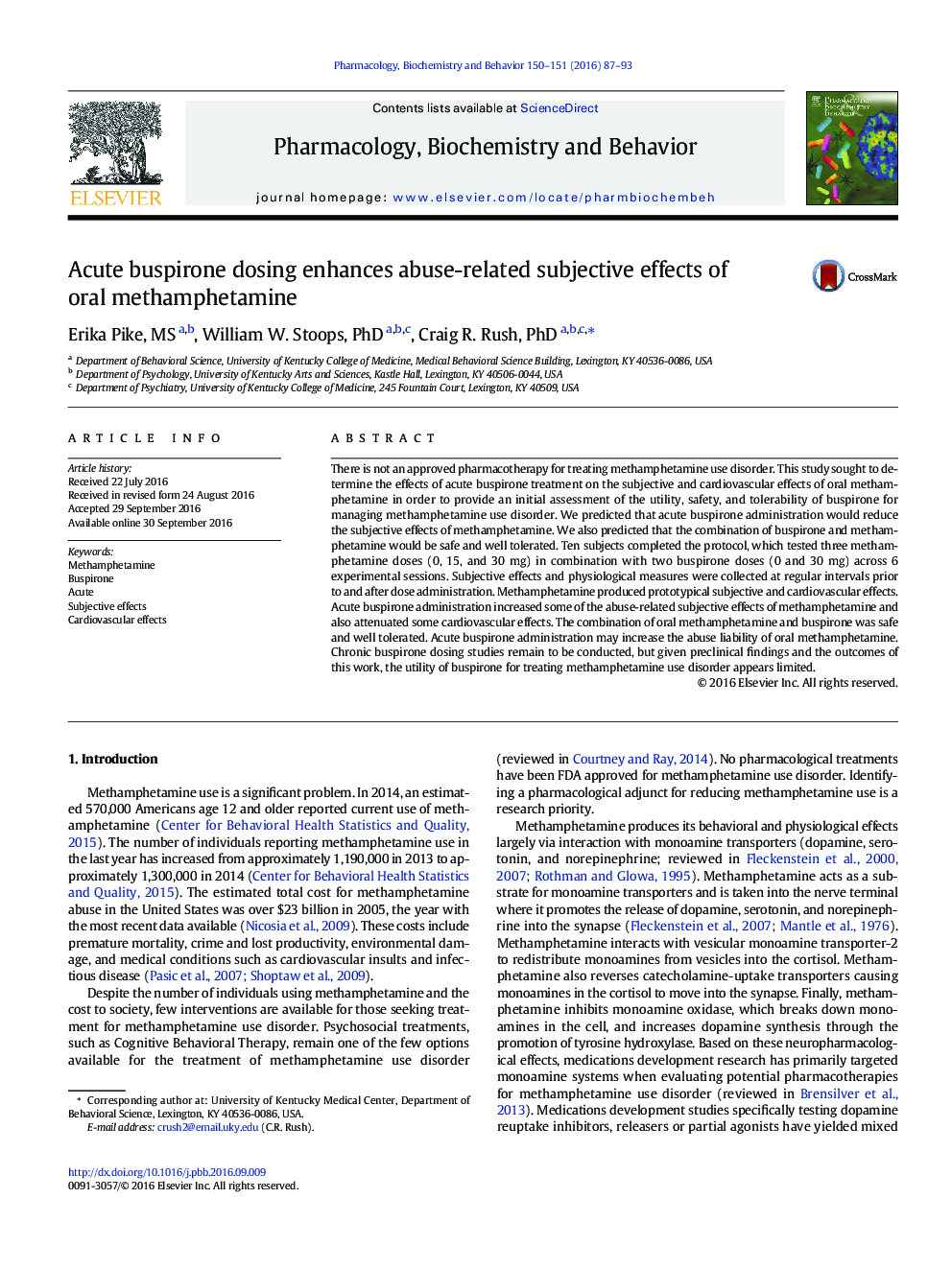 Acute buspirone dosing enhances abuse-related subjective effects of oral methamphetamine