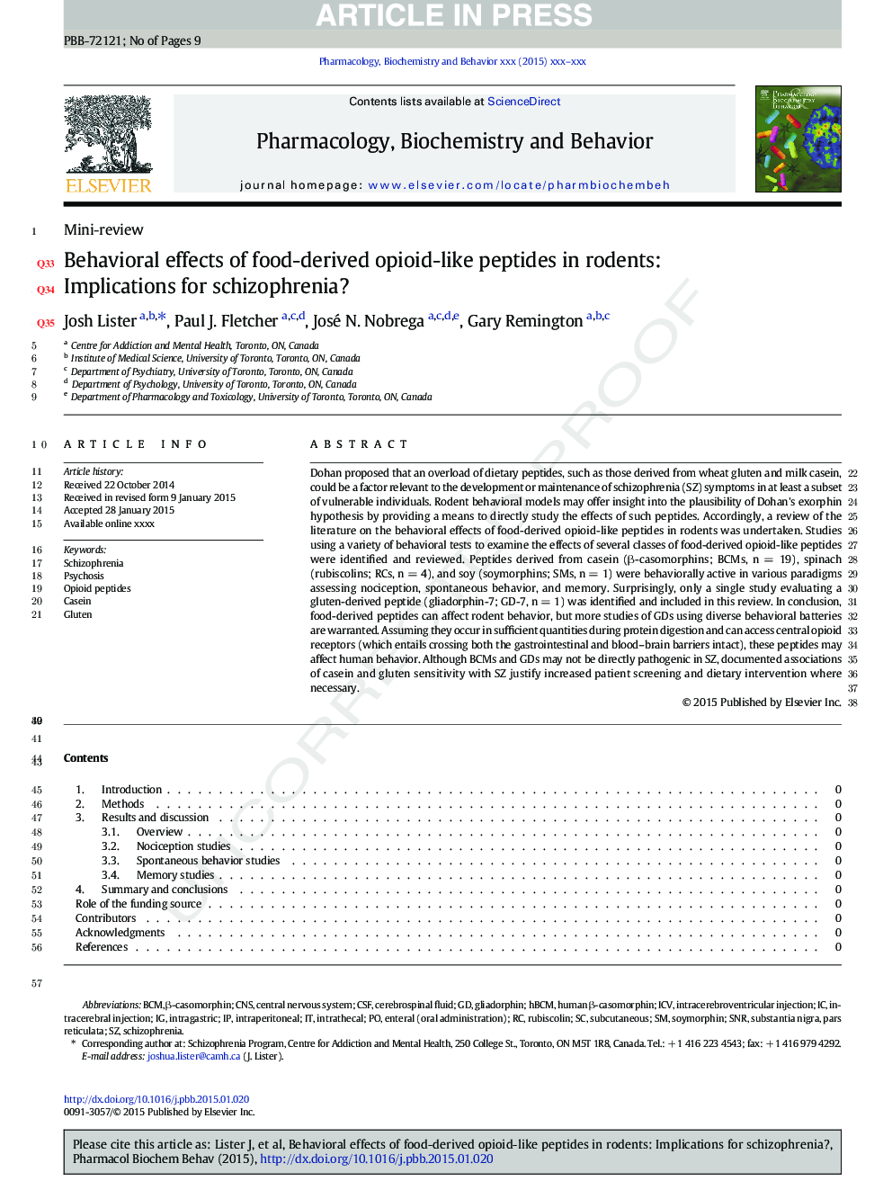 Behavioral effects of food-derived opioid-like peptides in rodents: Implications for schizophrenia?