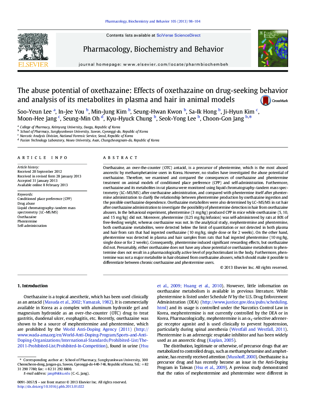 پتانسیل سوء استفاده از اگزتاازین: اثرات اگزتاازین بر رفتار مصرف مواد مخدر و تجزیه و تحلیل متابولیت های آن در پلاسما و مو در مدل های حیوانی 