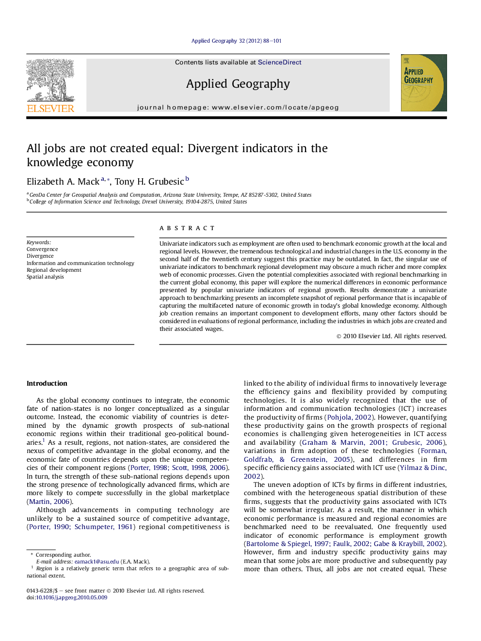 All jobs are not created equal: Divergent indicators in the knowledge economy