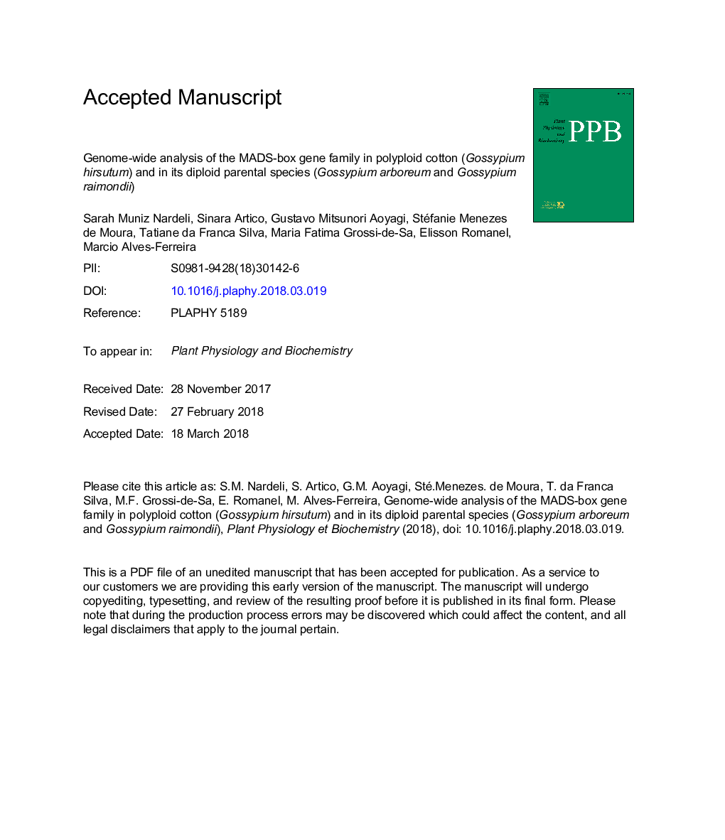 Genome-wide analysis of the MADS-box gene family in polyploid cotton (Gossypium hirsutum) and in its diploid parental species (Gossypium arboreum and Gossypium raimondii)