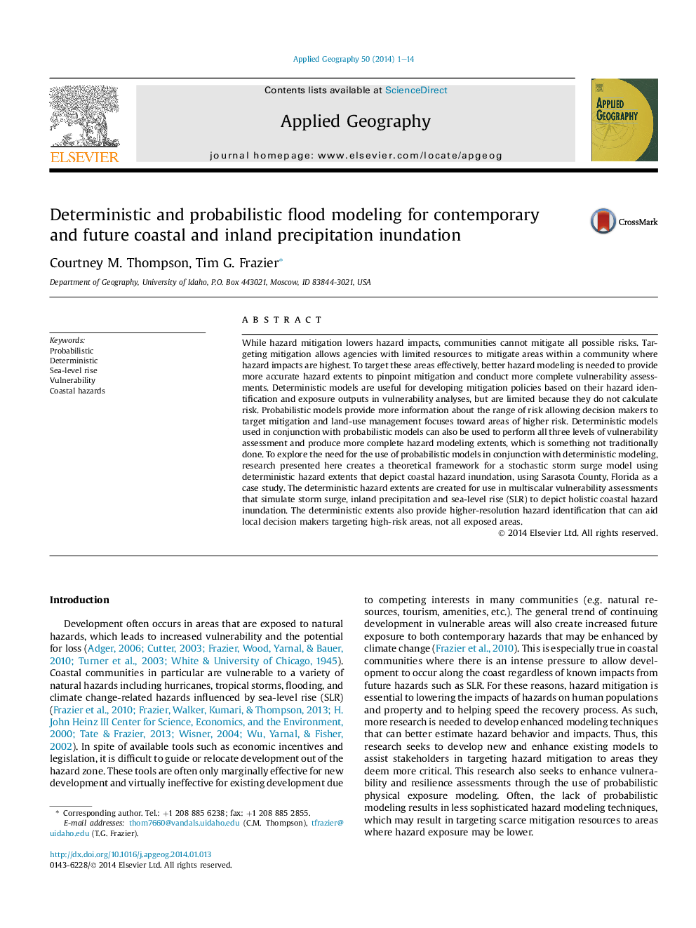 Deterministic and probabilistic flood modeling for contemporary and future coastal and inland precipitation inundation