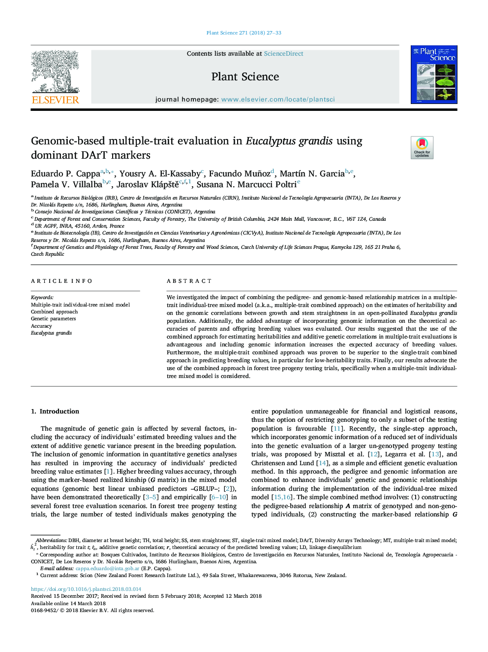 Genomic-based multiple-trait evaluation in Eucalyptus grandis using dominant DArT markers