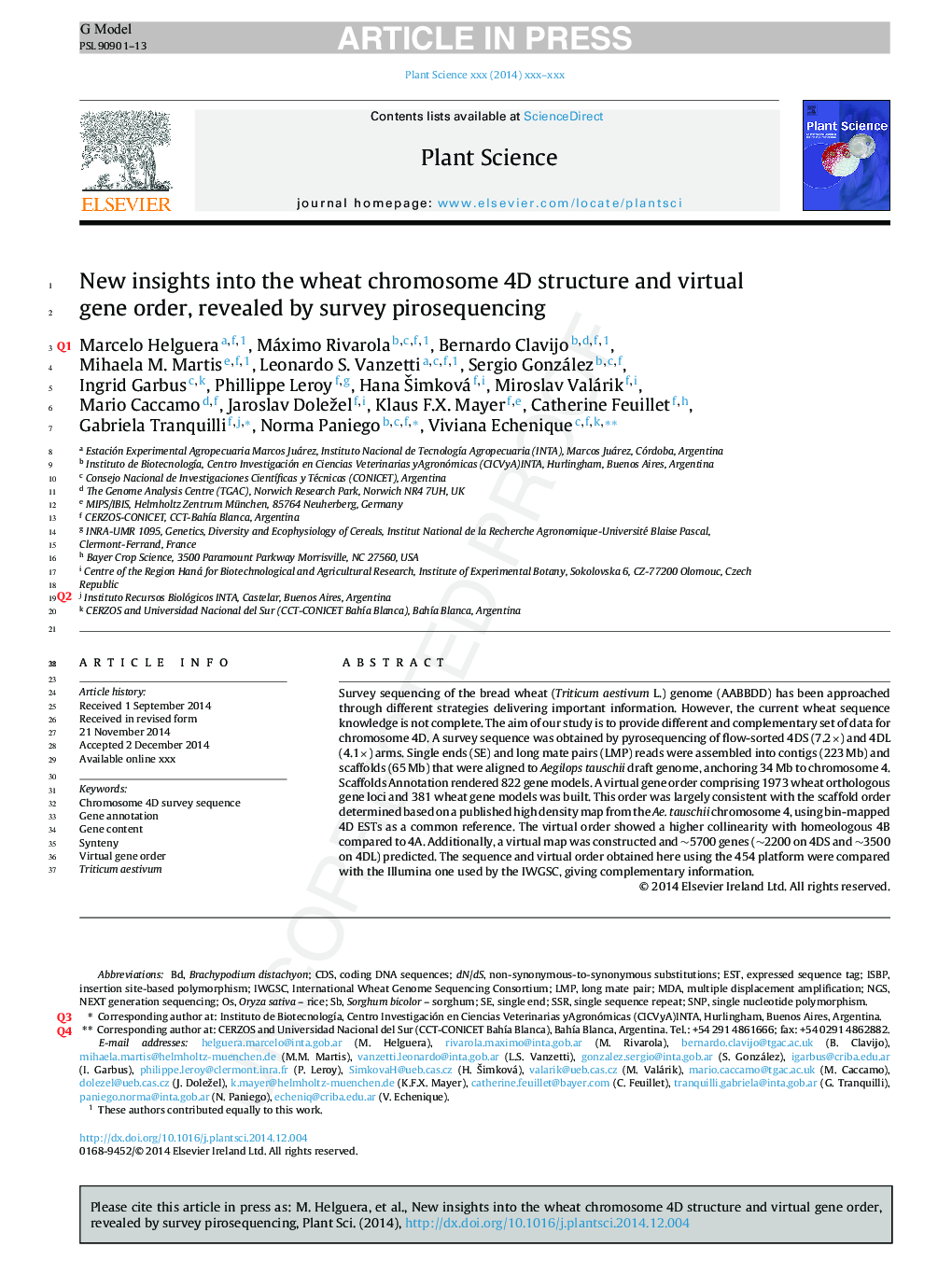 New insights into the wheat chromosome 4D structure and virtual gene order, revealed by survey pyrosequencing