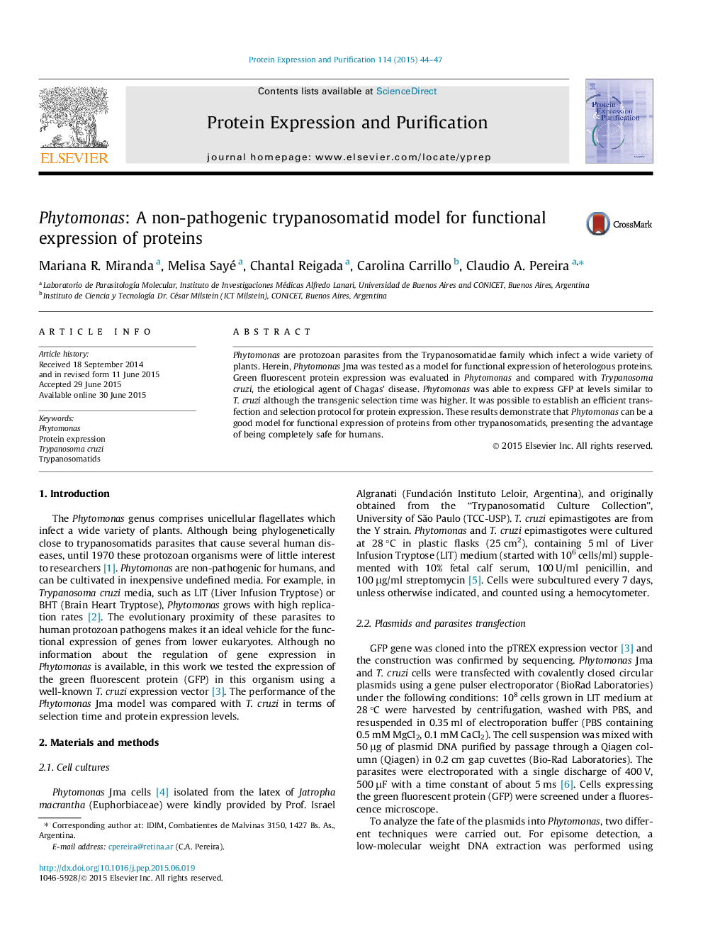 Phytomonas: A non-pathogenic trypanosomatid model for functional expression of proteins