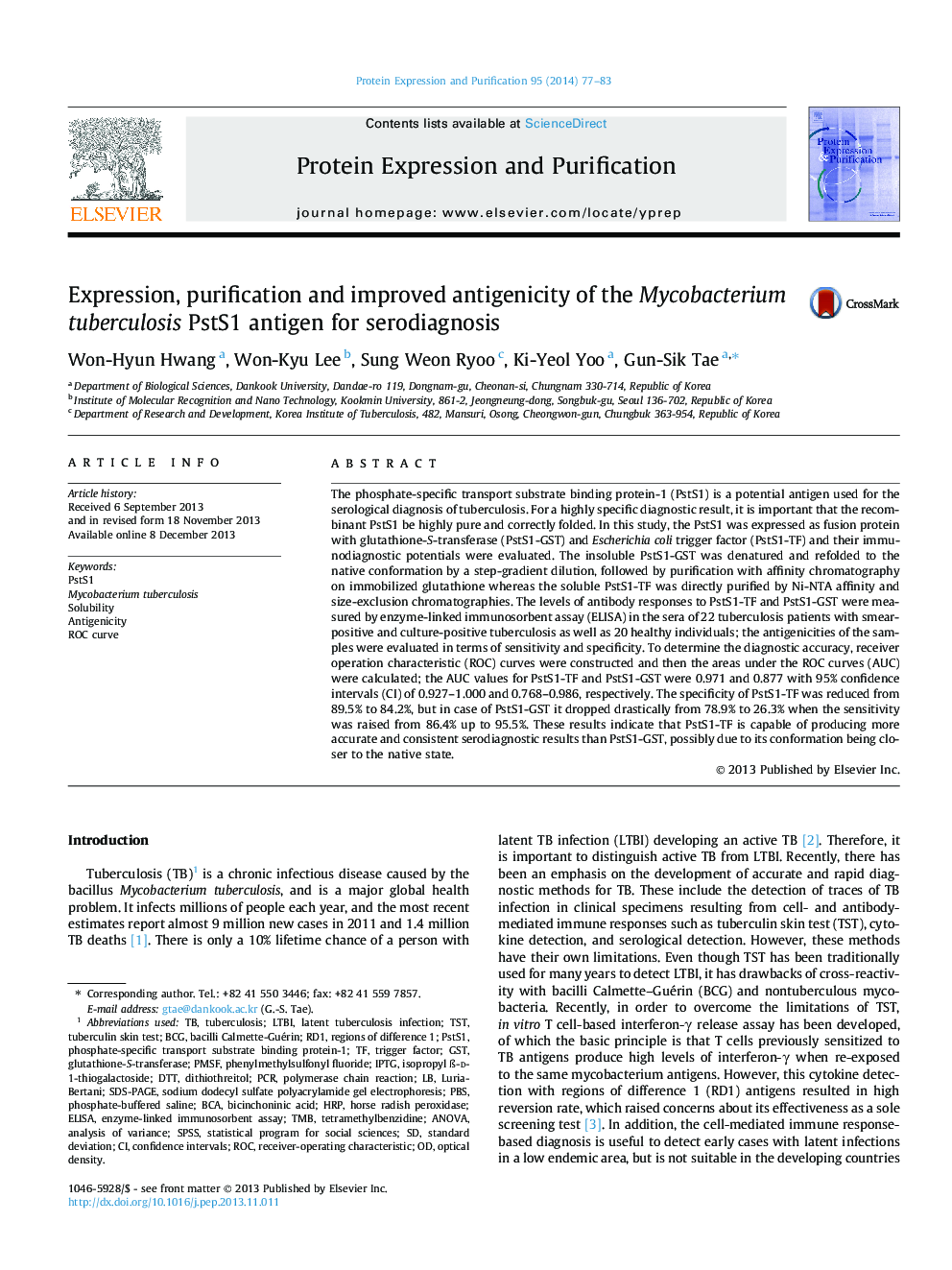 Expression, purification and improved antigenicity of the Mycobacterium tuberculosis PstS1 antigen for serodiagnosis