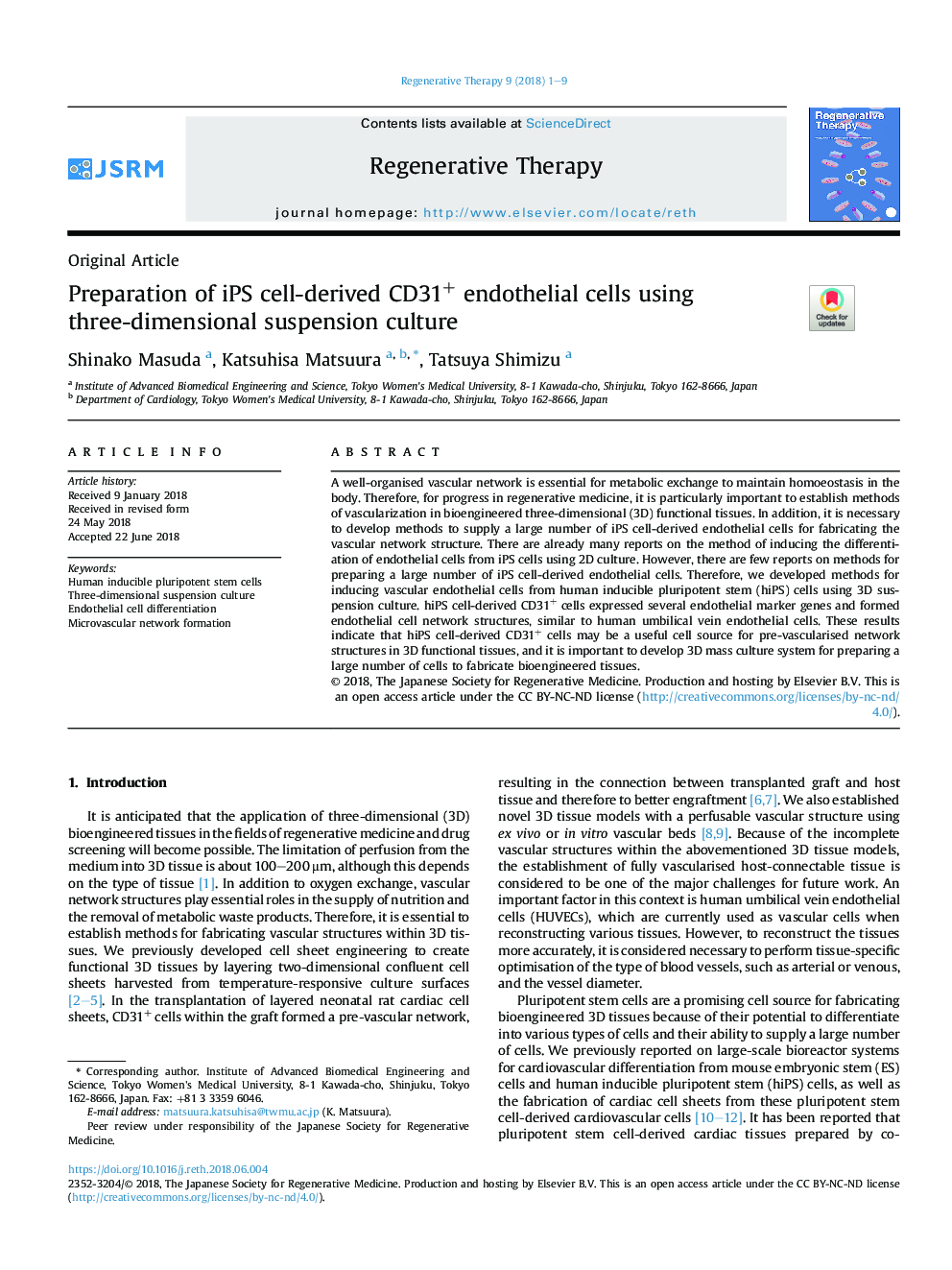 Preparation of iPS cell-derived CD31+ endothelial cells using three-dimensional suspension culture