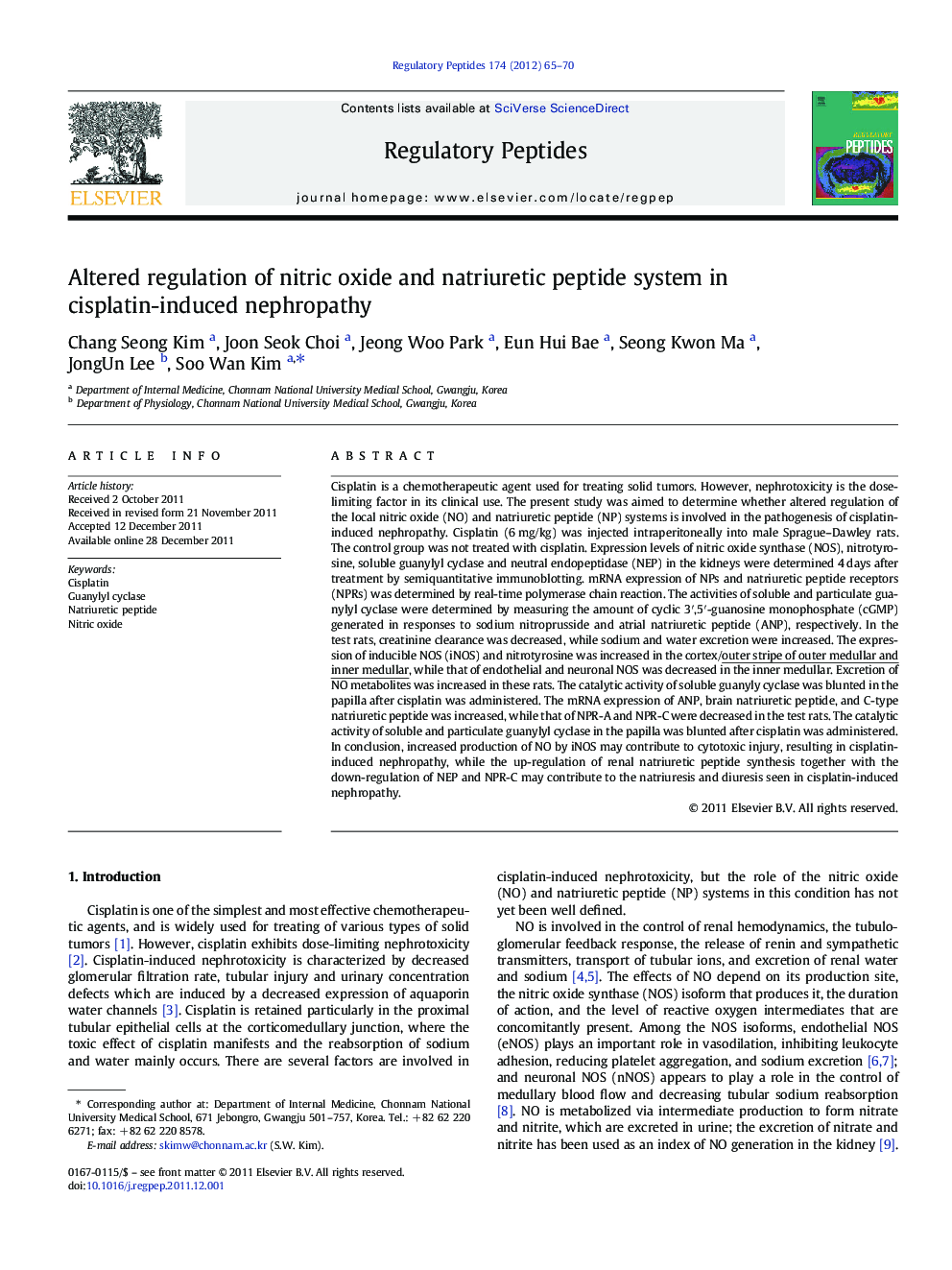 Altered regulation of nitric oxide and natriuretic peptide system in cisplatin-induced nephropathy