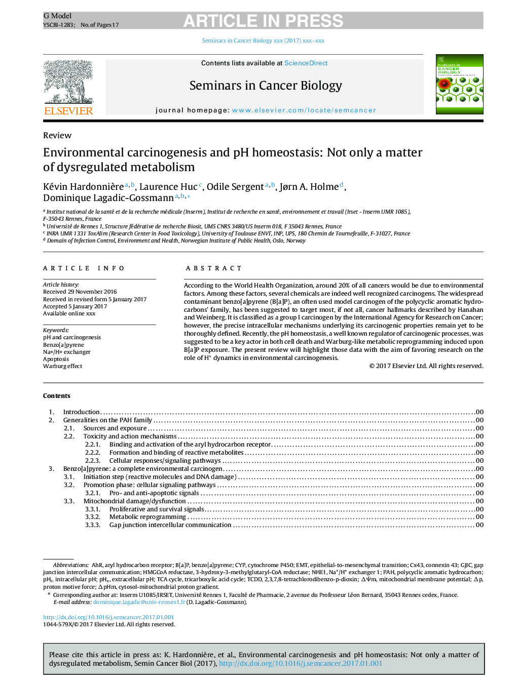 Environmental carcinogenesis and pH homeostasis: Not only a matter of dysregulated metabolism