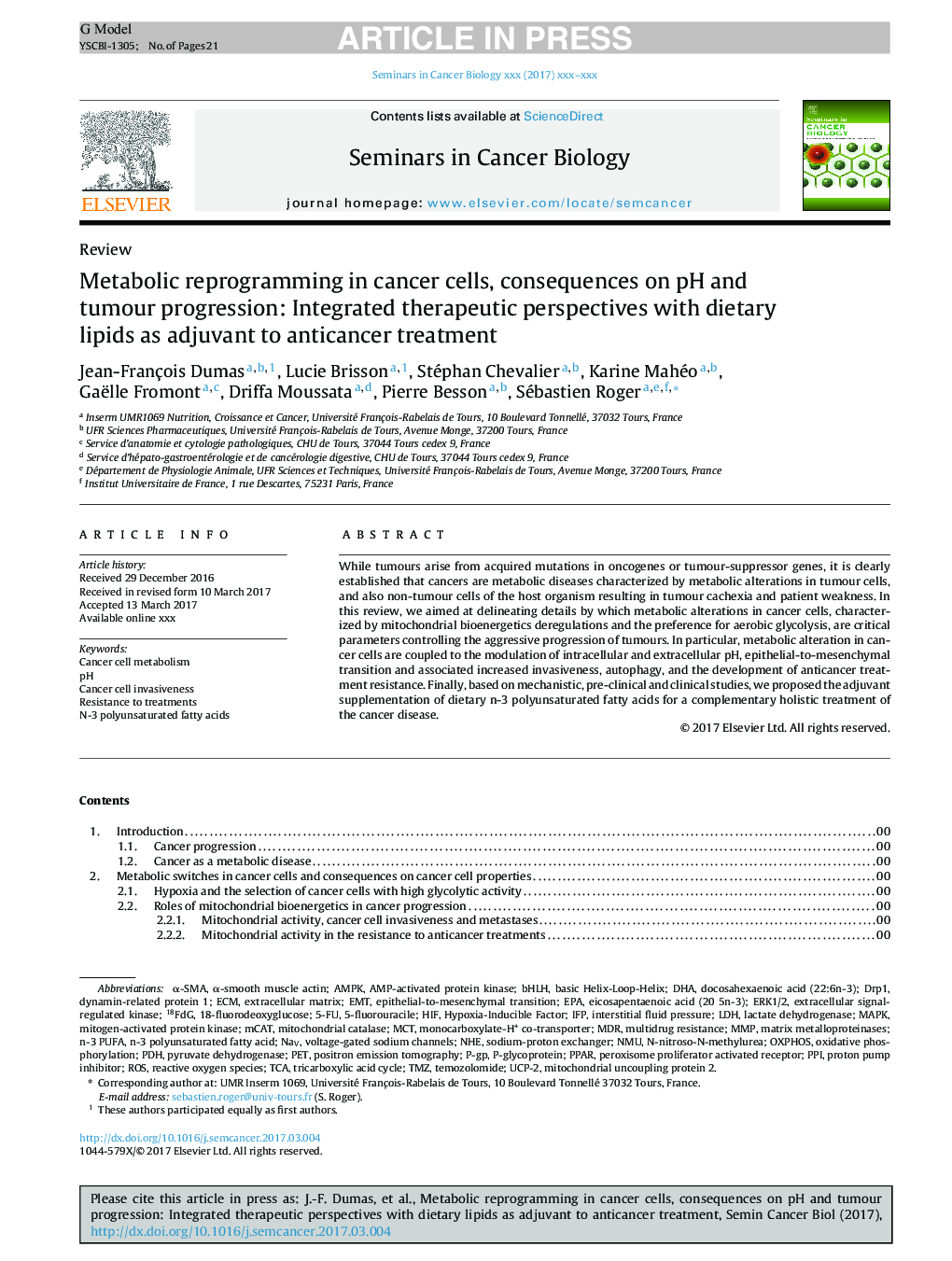 Metabolic reprogramming in cancer cells, consequences on pH and tumour progression: Integrated therapeutic perspectives with dietary lipids as adjuvant to anticancer treatment