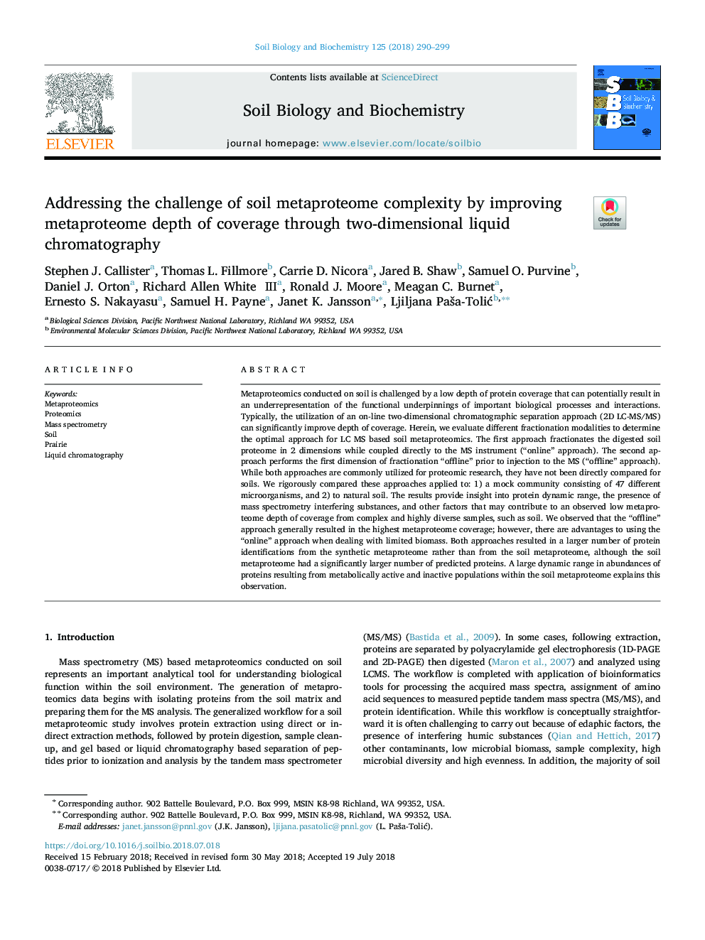 Addressing the challenge of soil metaproteome complexity by improving metaproteome depth of coverage through two-dimensional liquid chromatography