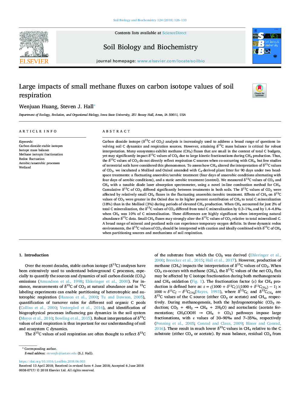 Large impacts of small methane fluxes on carbon isotope values of soil respiration