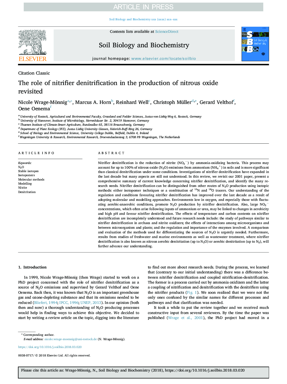 The role of nitrifier denitrification in the production of nitrous oxide revisited