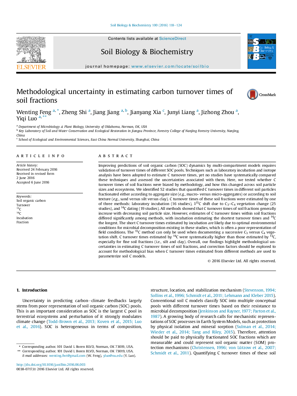 Methodological uncertainty in estimating carbon turnover times of soil fractions