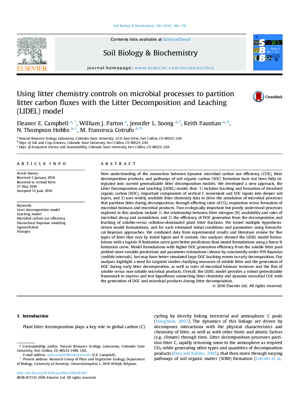 Using litter chemistry controls on microbial processes to partition litter carbon fluxes with the Litter Decomposition and Leaching (LIDEL) model