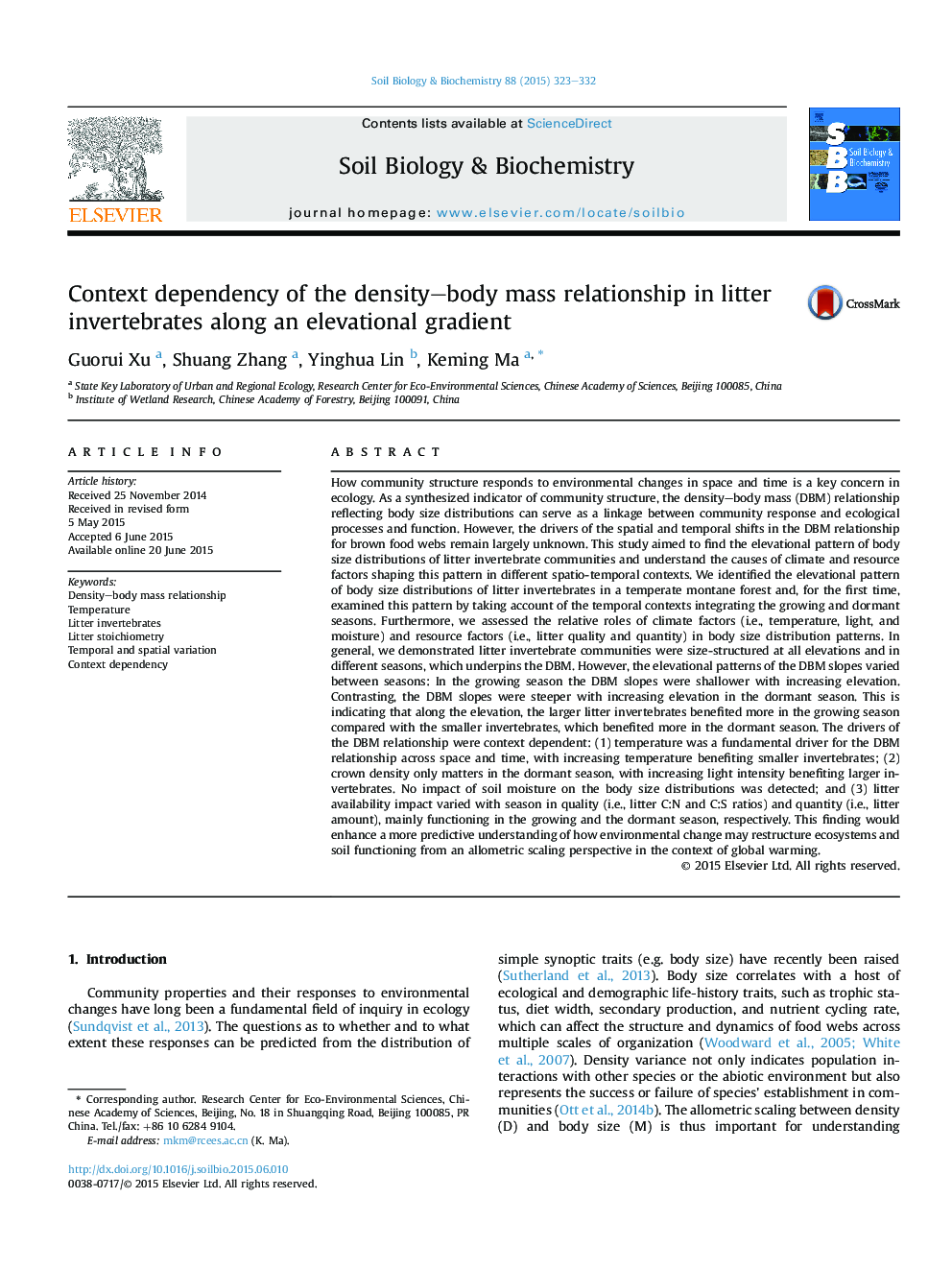 Context dependency of the density-body mass relationship in litter invertebrates along an elevational gradient