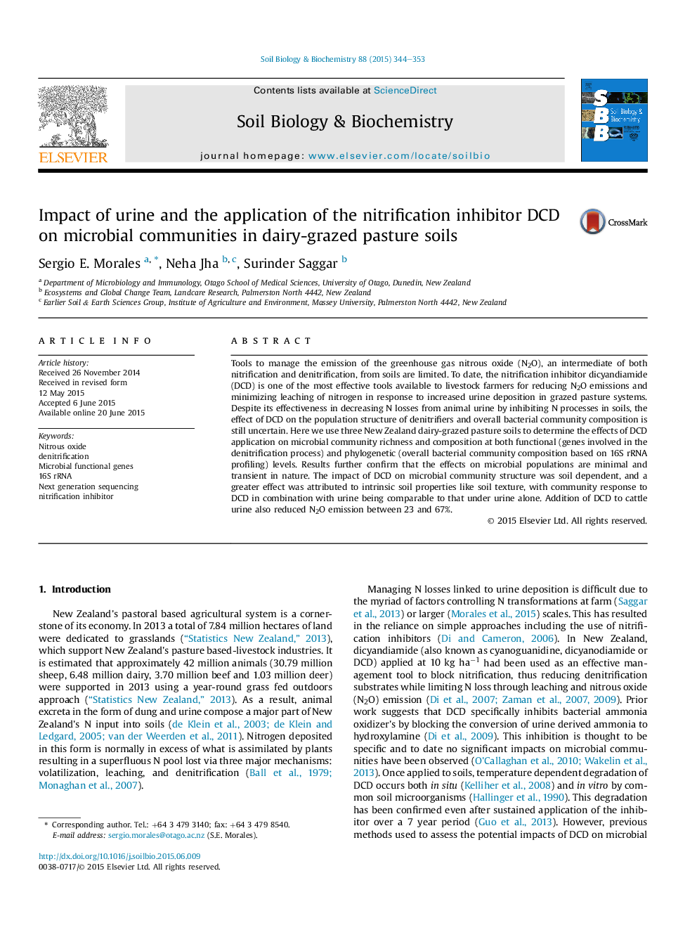 Impact of urine and the application of the nitrification inhibitor DCD on microbial communities in dairy-grazed pasture soils