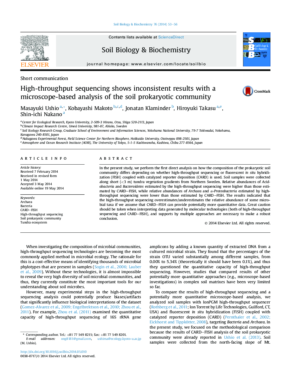 High-throughput sequencing shows inconsistent results with a microscope-based analysis of the soil prokaryotic community