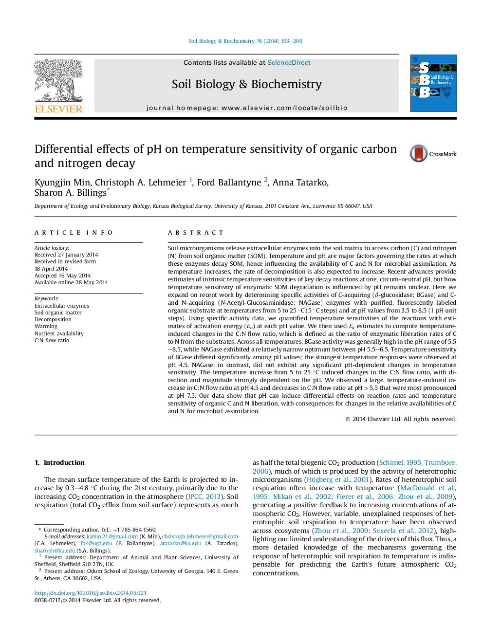 Differential effects of pH on temperature sensitivity of organic carbon and nitrogen decay