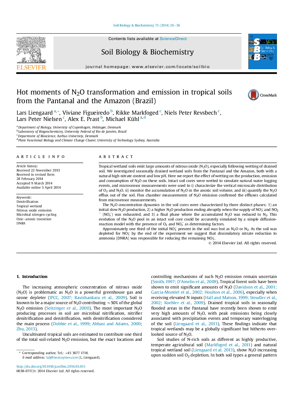 Hot moments of N2O transformation and emission in tropical soils from the Pantanal and the Amazon (Brazil)