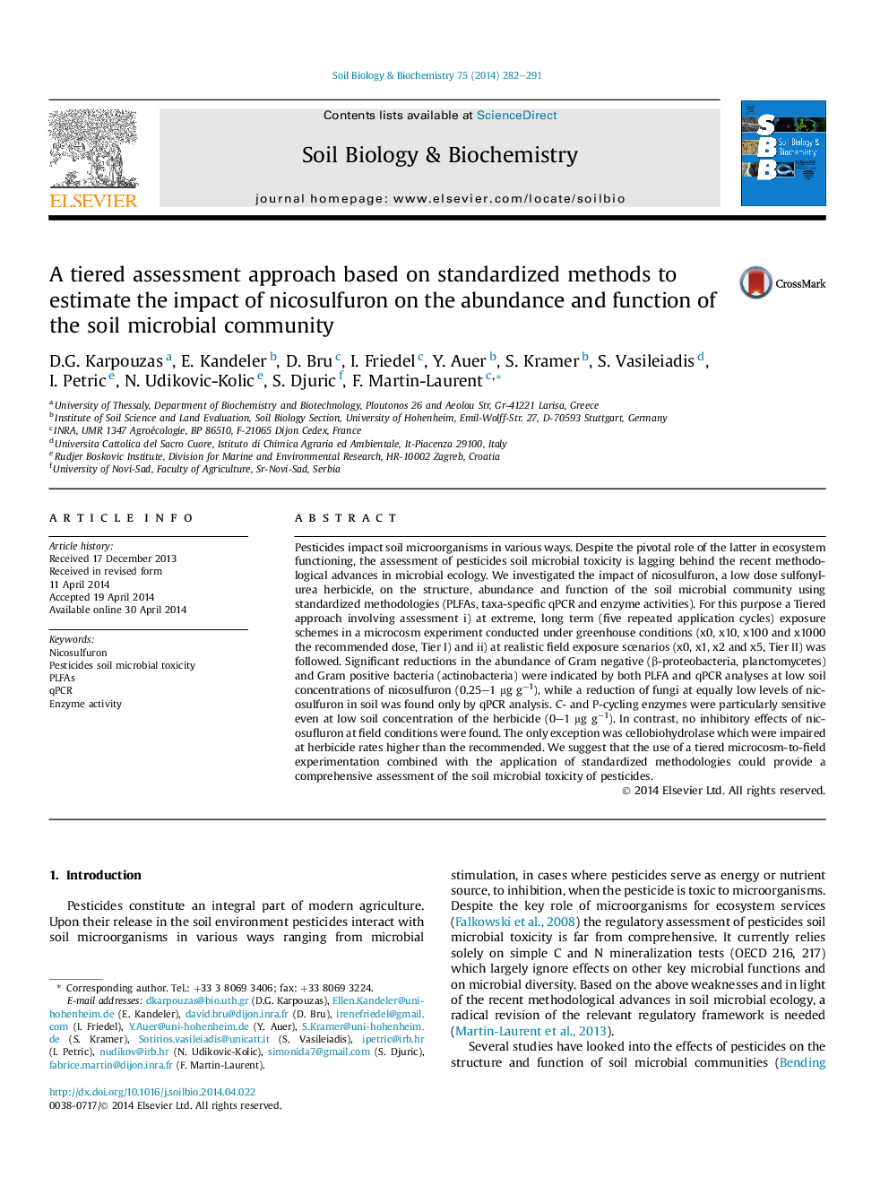 A tiered assessment approach based on standardized methods to estimate the impact of nicosulfuron on the abundance and function of the soil microbial community