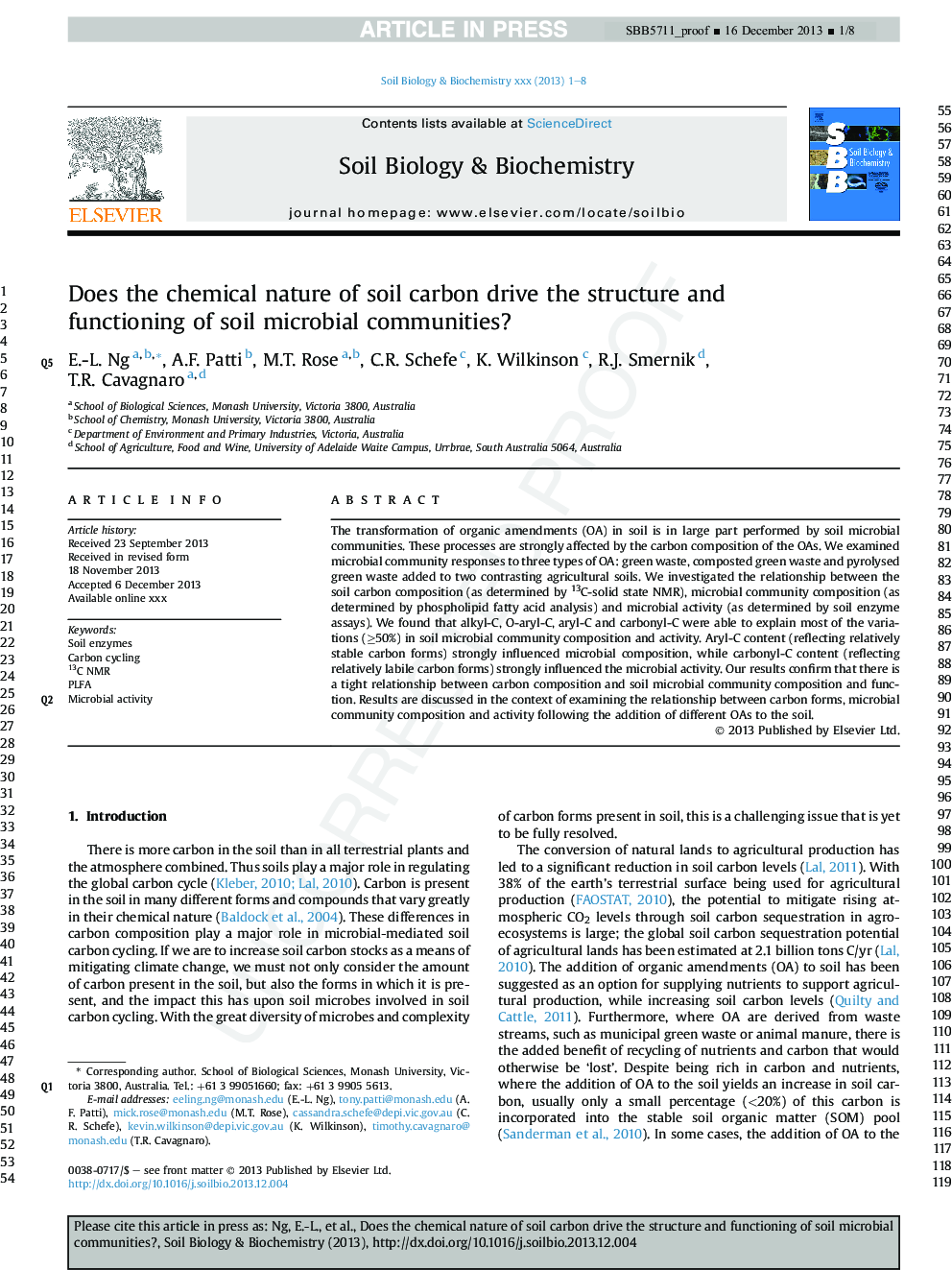 Does the chemical nature of soil carbon drive the structure and functioning of soil microbial communities?