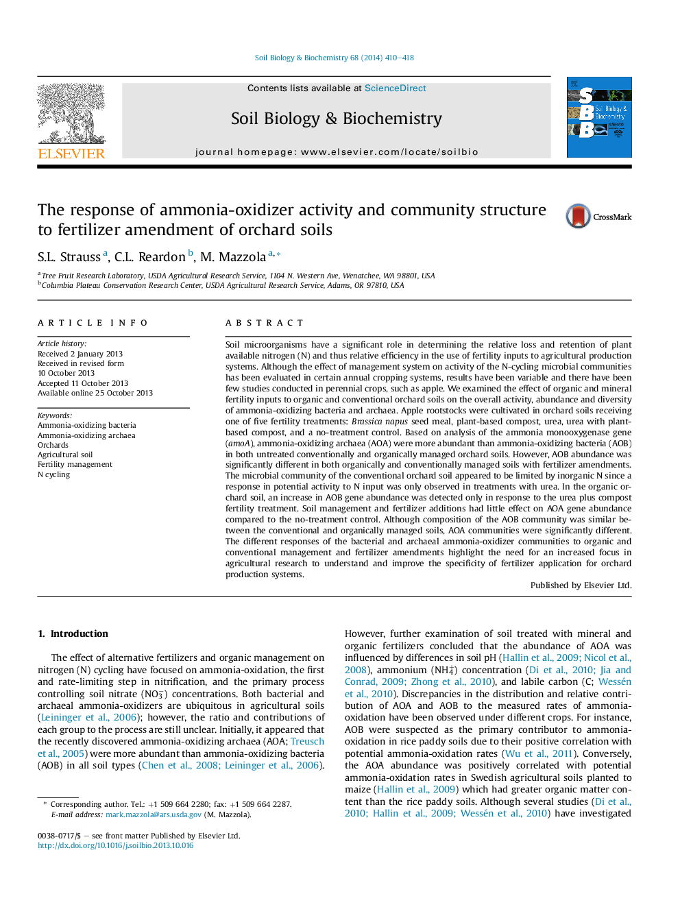 The response of ammonia-oxidizer activity and community structure to fertilizer amendment of orchard soils