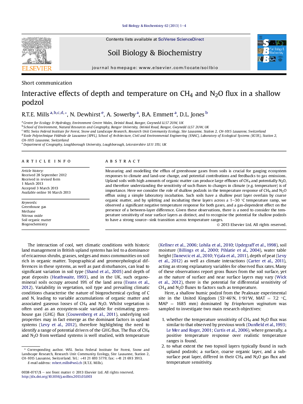 Interactive effects of depth and temperature on CH4 and N2O flux in a shallow podzol