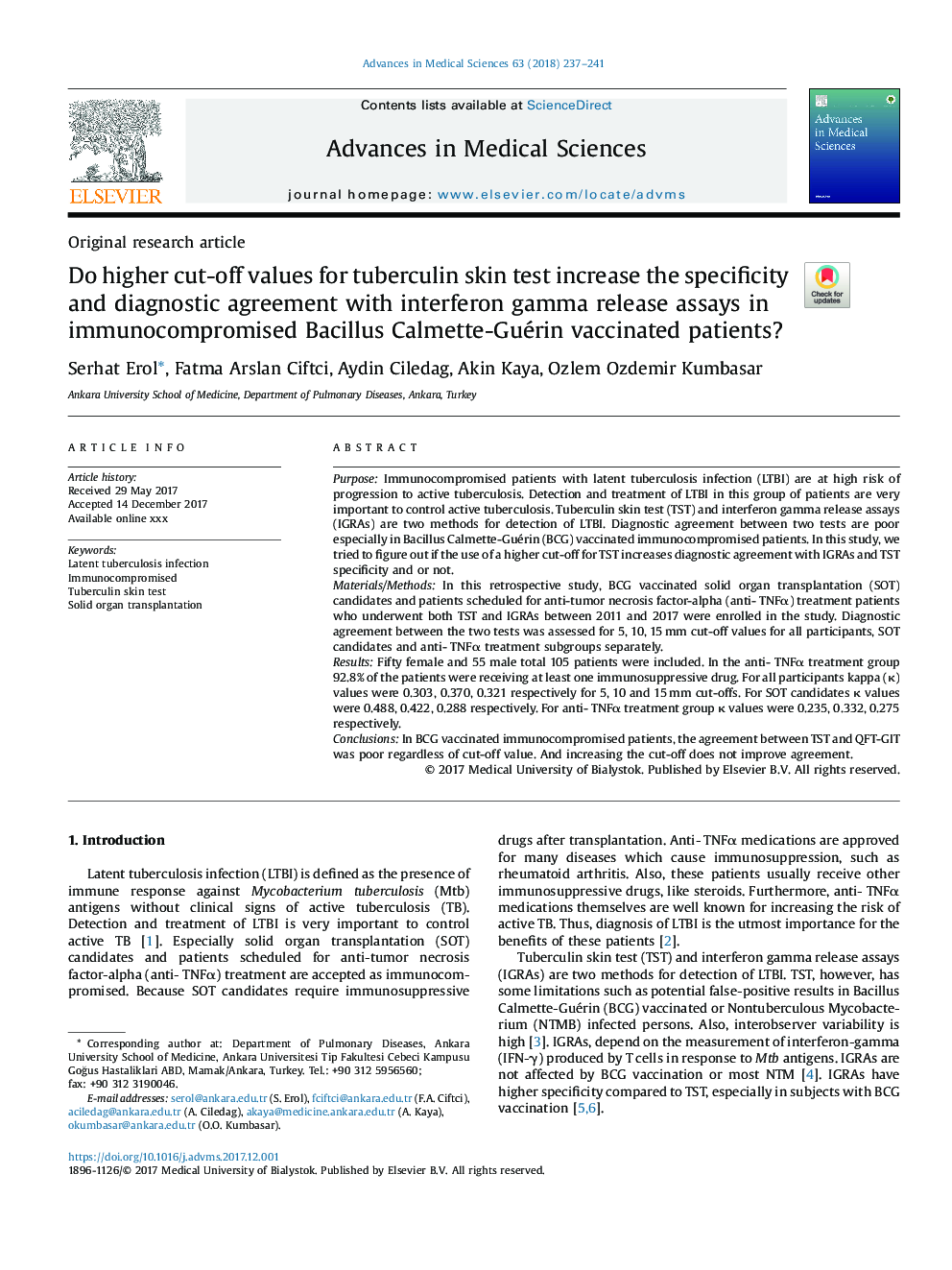 Do higher cut-off values for tuberculin skin test increase the specificity and diagnostic agreement with interferon gamma release assays in immunocompromised Bacillus Calmette-Guérin vaccinated patients?