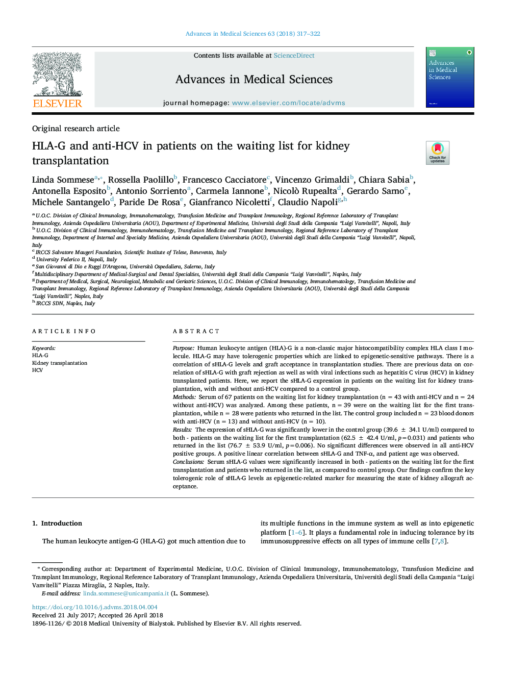 HLA-G and anti-HCV in patients on the waiting list for kidney transplantation