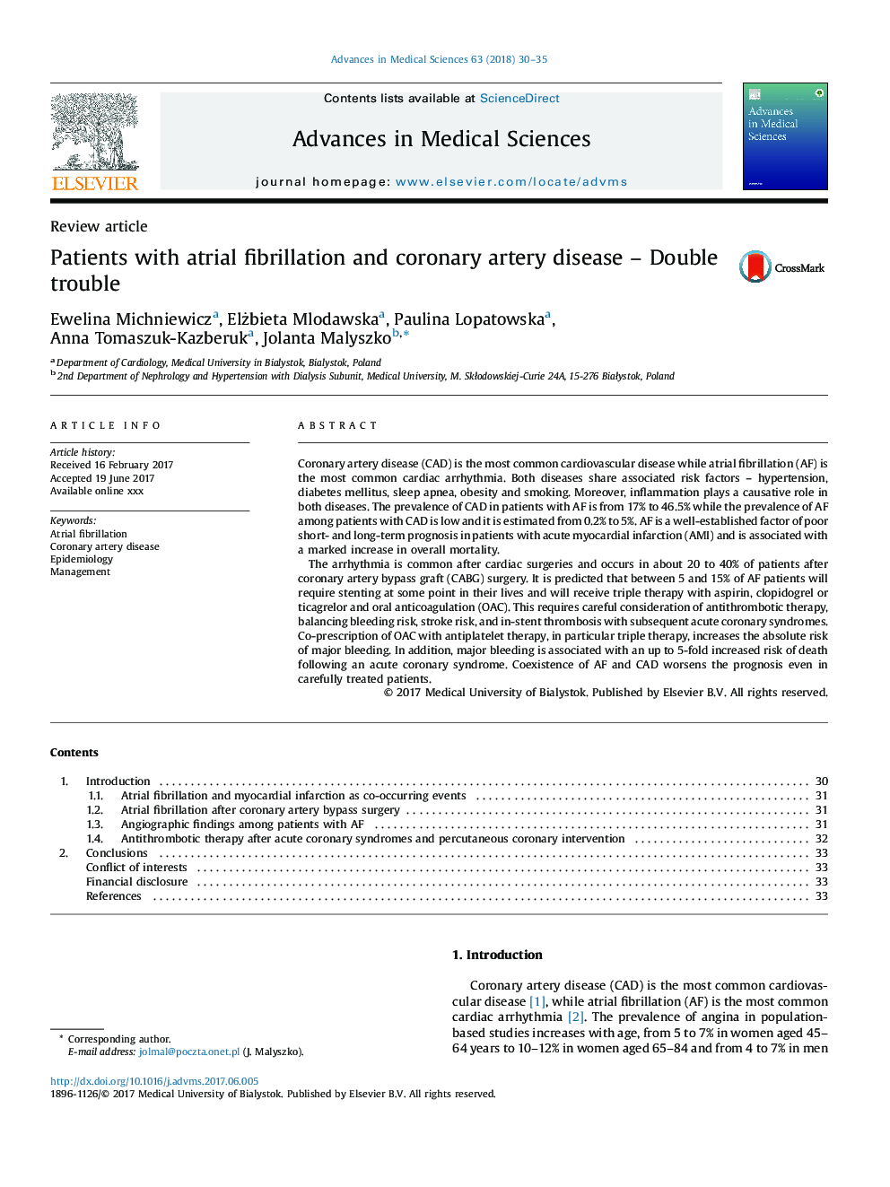 Patients with atrial fibrillation and coronary artery disease - Double trouble