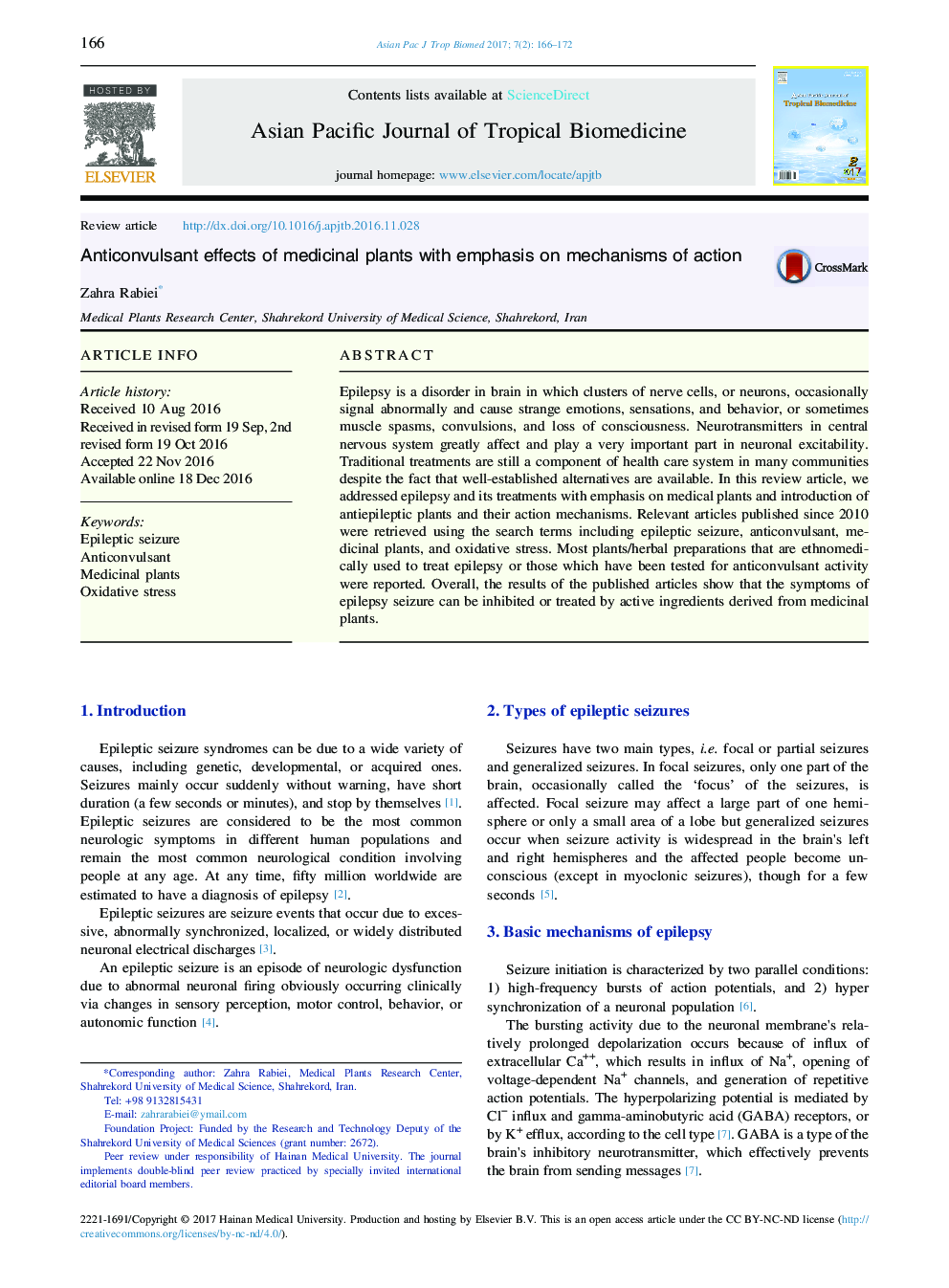 Anticonvulsant effects of medicinal plants with emphasis on mechanisms of action