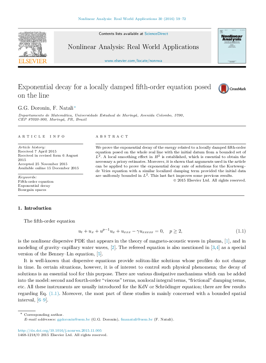 Exponential decay for a locally damped fifth-order equation posed on the line