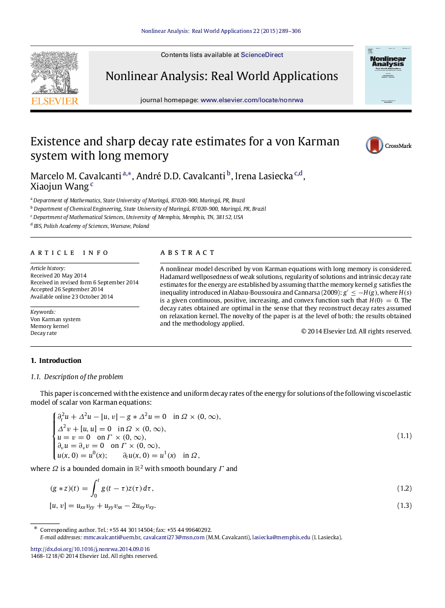 Existence and sharp decay rate estimates for a von Karman system with long memory