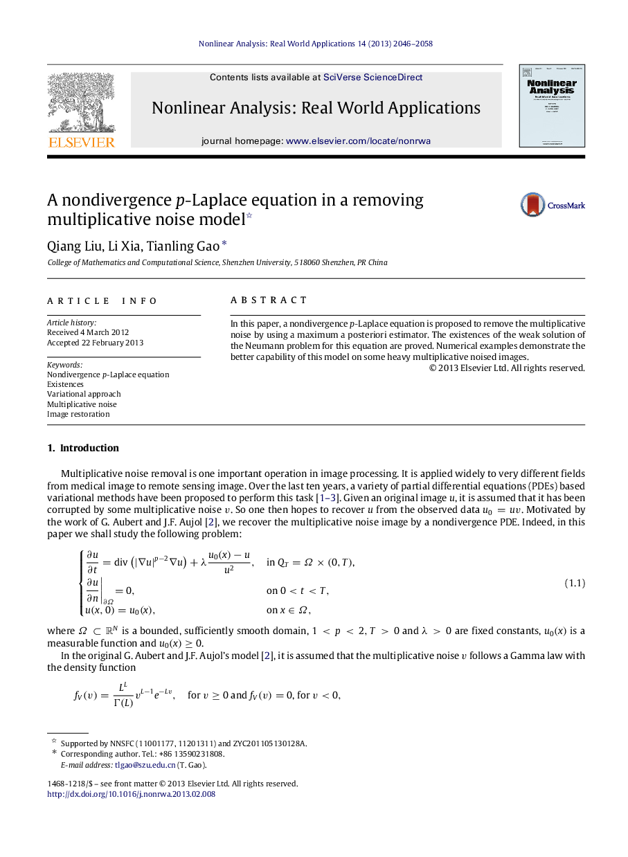 A nondivergence pp-Laplace equation in a removing multiplicative noise model 