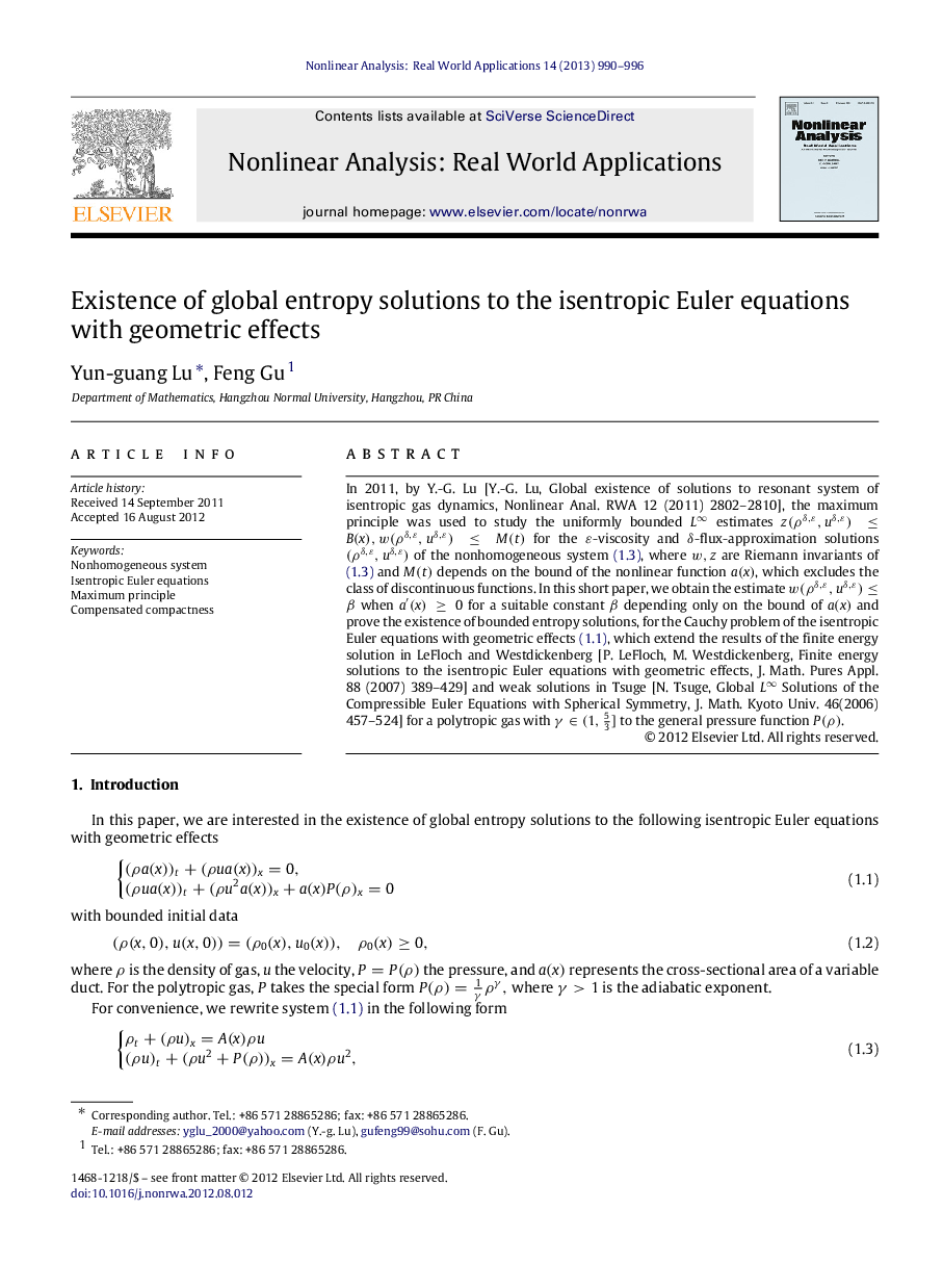 Existence of global entropy solutions to the isentropic Euler equations with geometric effects