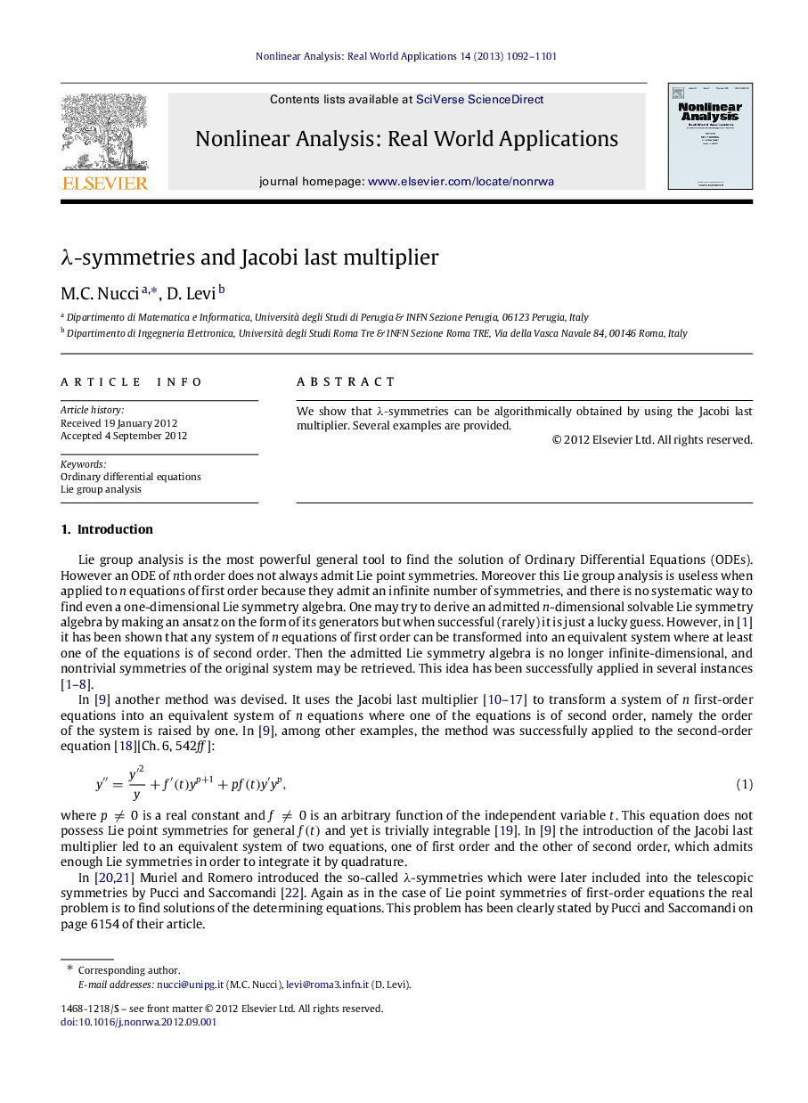 λλ-symmetries and Jacobi last multiplier