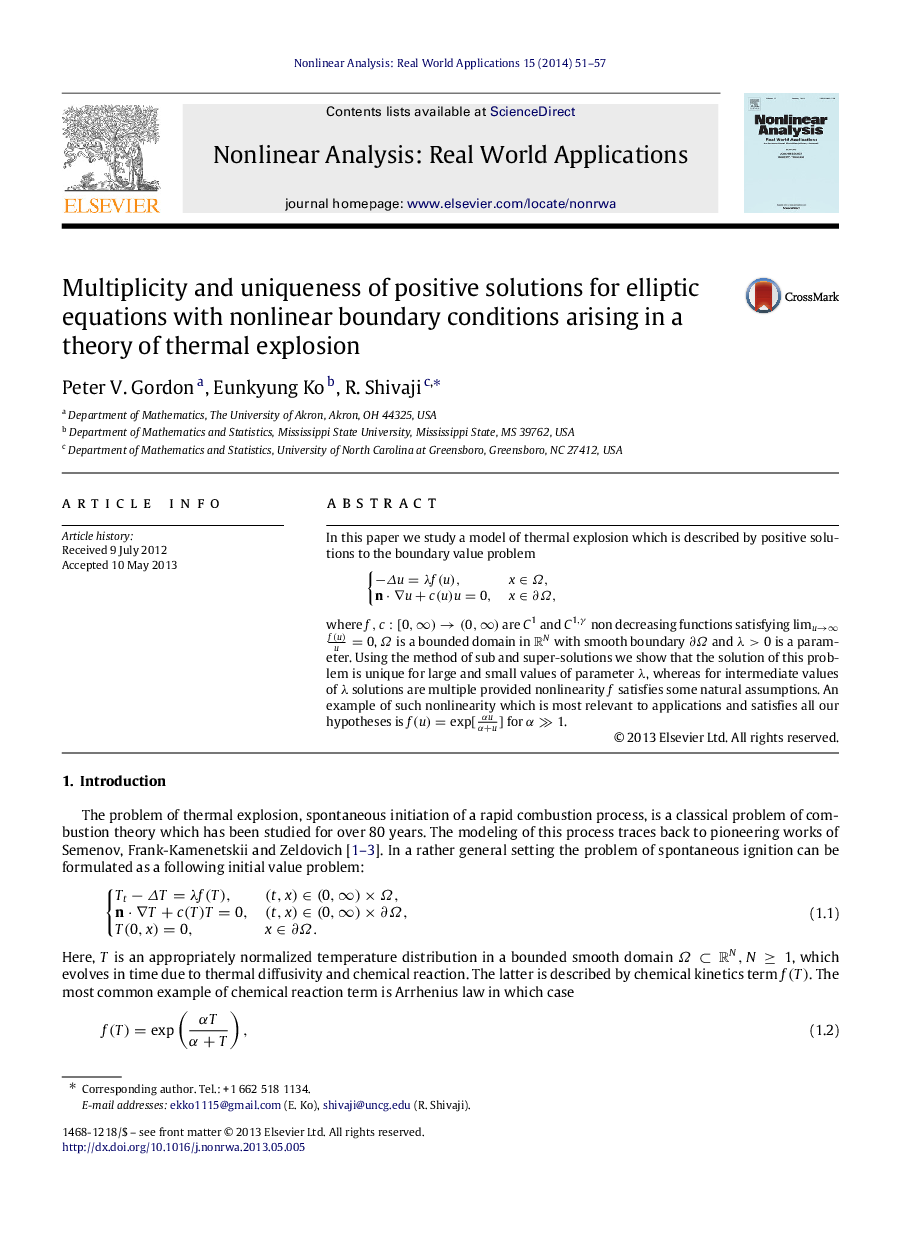 Multiplicity and uniqueness of positive solutions for elliptic equations with nonlinear boundary conditions arising in a theory of thermal explosion