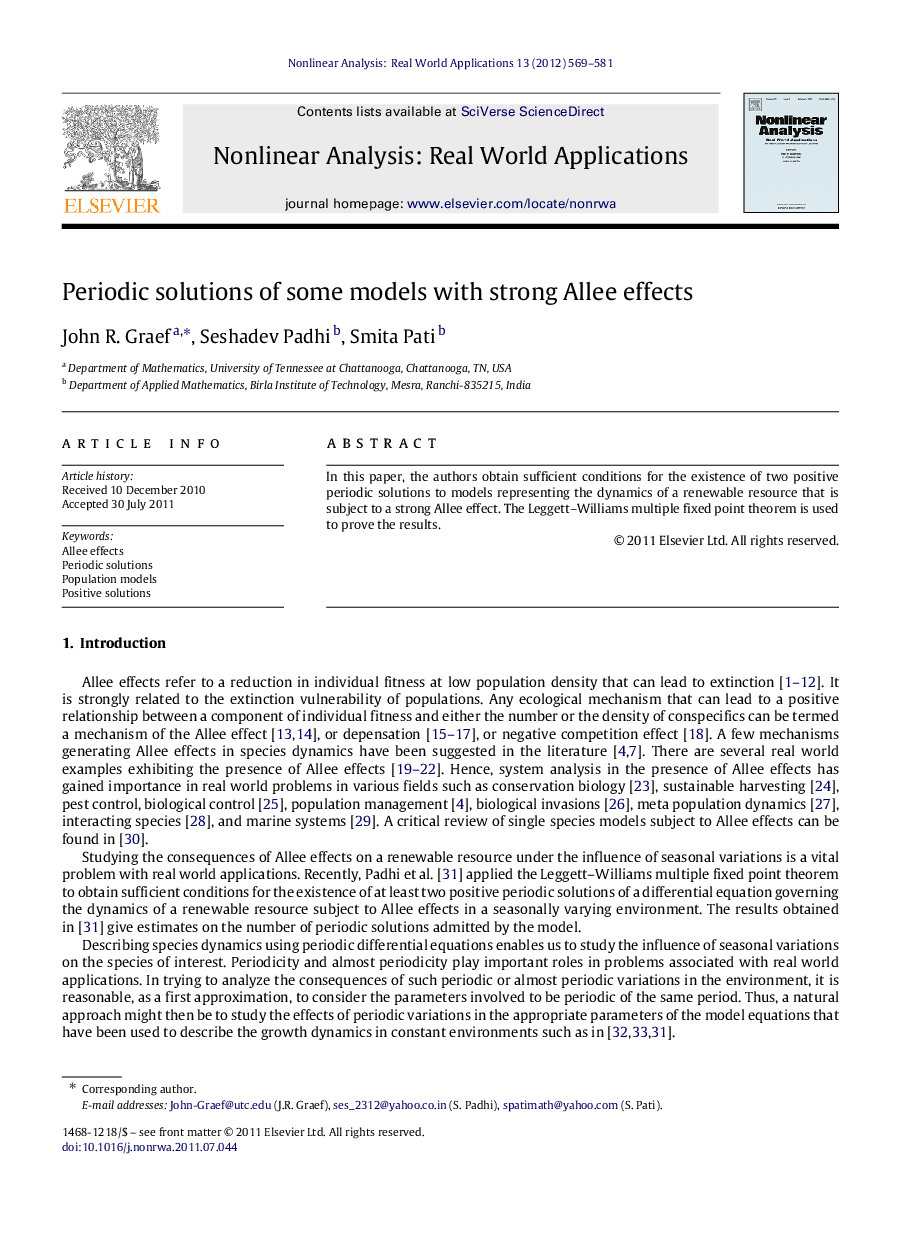 Periodic solutions of some models with strong Allee effects