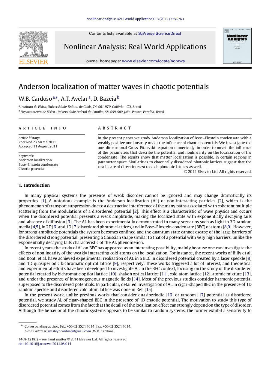 Anderson localization of matter waves in chaotic potentials